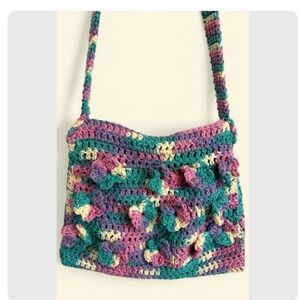 Multicolor Crochet Zip Shoulder Bag